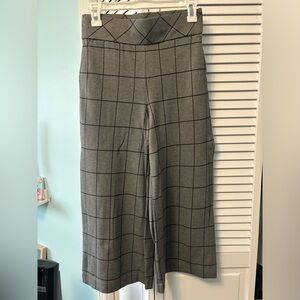 LOFT grey Plaid Wide-Leg Pants